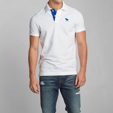 ABERCROMBIE - HERBERT BROOK POLO - WHITE AND BLUE