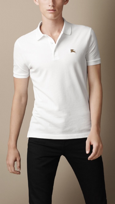 BURBERRY - COTTON JERSEY DOUBLE DYED POLO SHIRT - WHITE