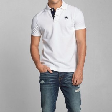 ABERCROMBIE - HERBERT BROOK POLO - WHITE AND NAVY