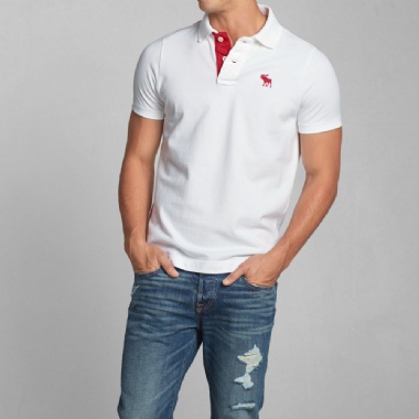 ABERCROMBIE - HERBERT BROOK POLO - WHITE AND RED