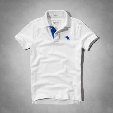 ABERCROMBIE - HERBERT BROOK POLO - WHITE AND BLUE
